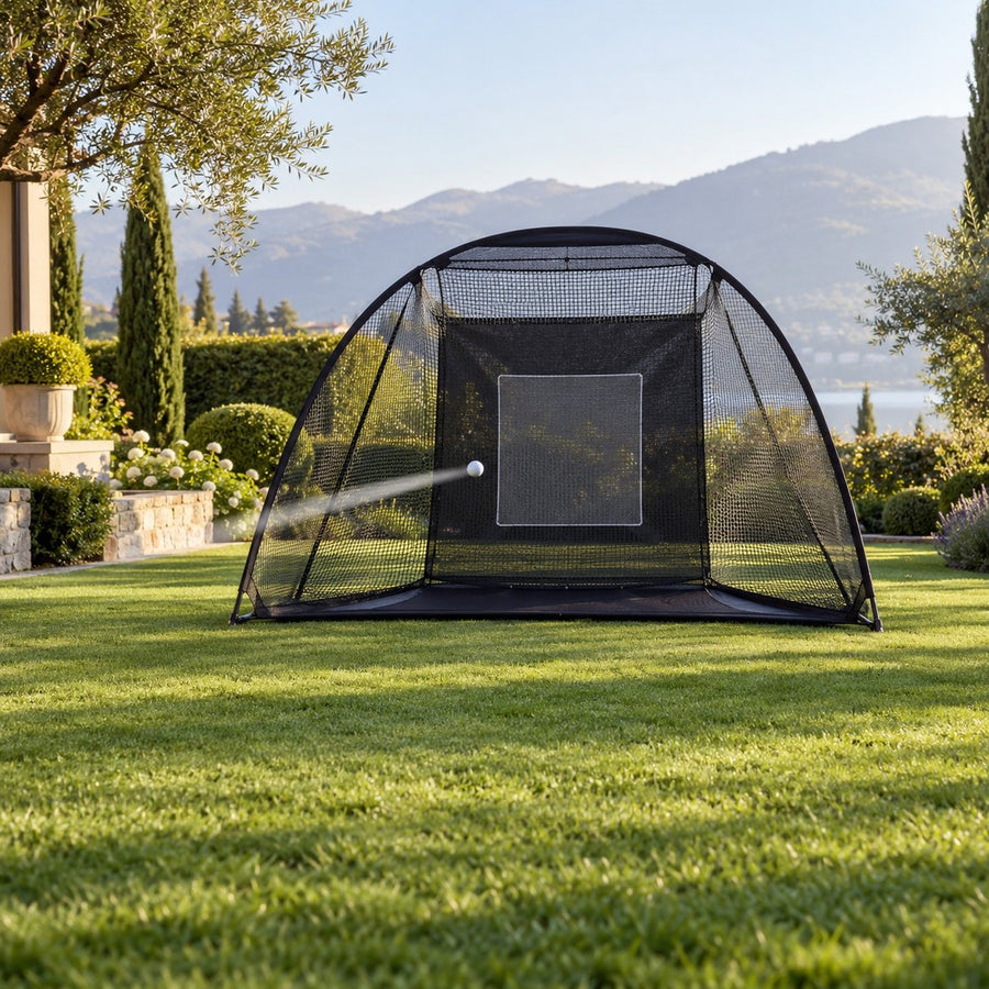 Filet de golf pop-up dans un jardin