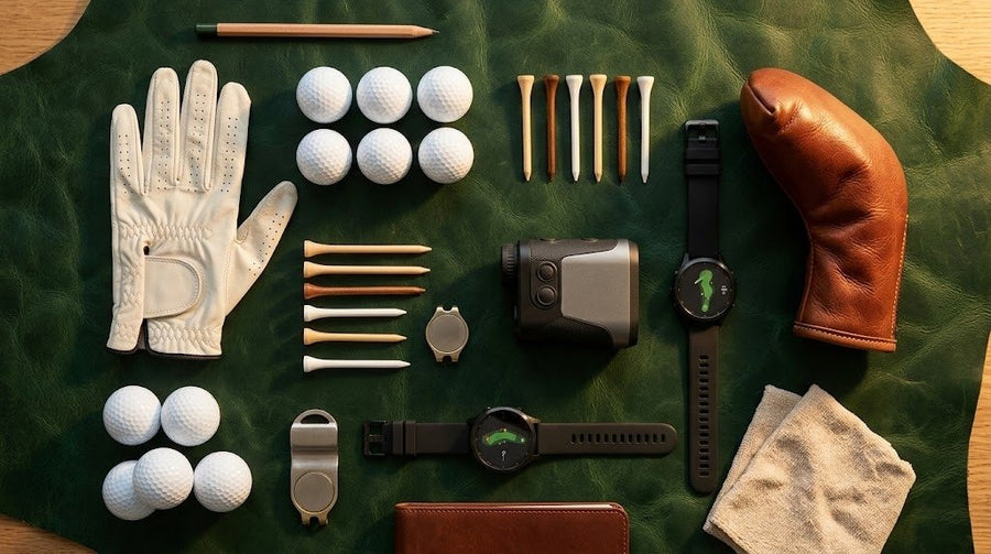 Balles, gant, tees, télémètre et montre GPS de golf