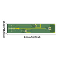 Tapis de putting golf 240 cm – motif zones cibles encadrées en jaune
