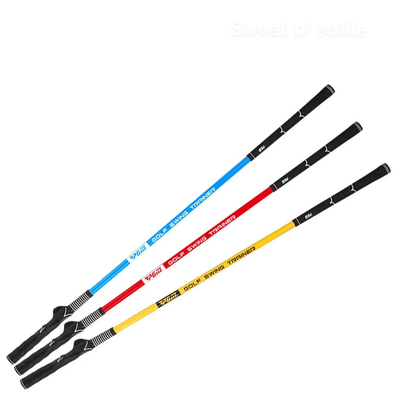 Bâton de swing de golf – les trois coloris jaune, bleu et rouge en diagonale