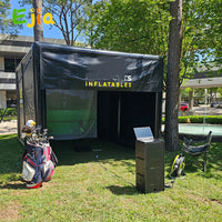 Boîtier de simulateur de golf gonflable – enceinte noire en extérieur avec sac de golf