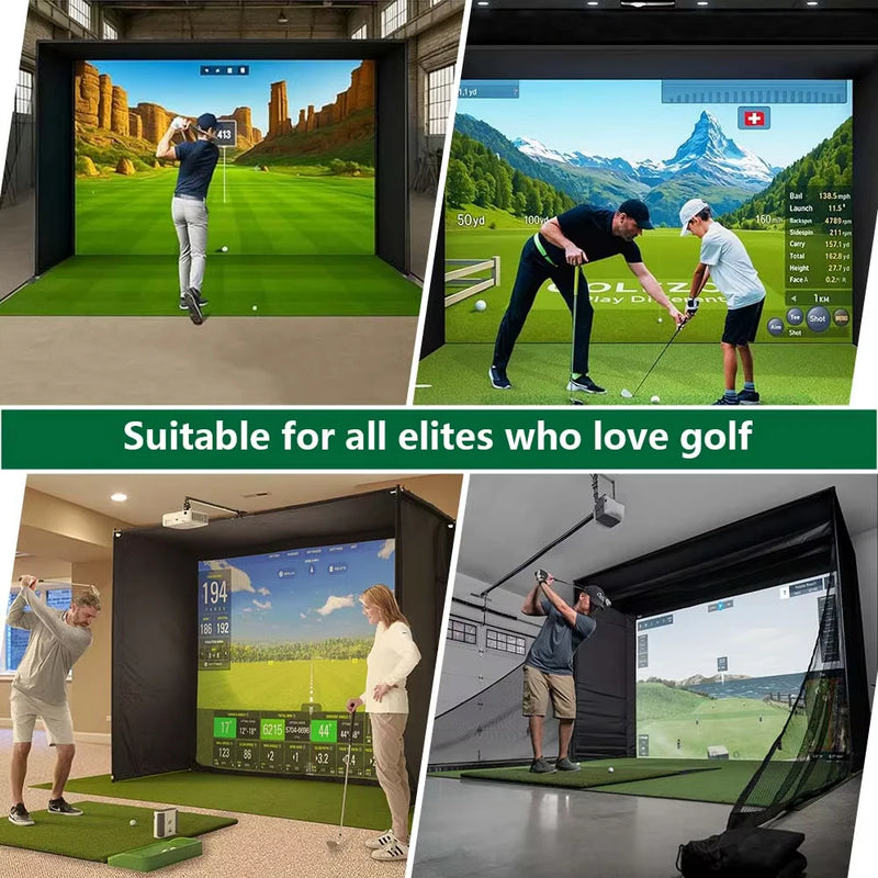 Cage de golf à cadre rembourré – exemples d'installation avec projecteur et capteur de balle