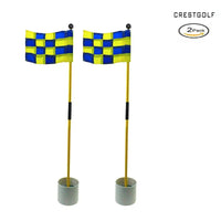 Drapeaux de putting green – lot de 2 ensembles à damiers bleu et jaune