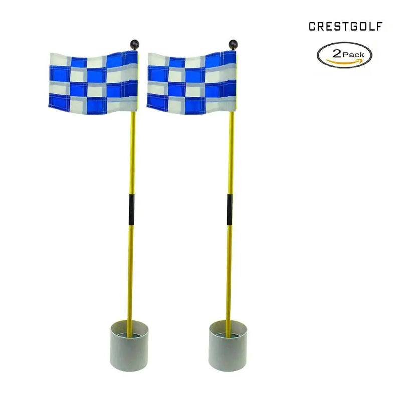Drapeaux de putting green – lot de 2 ensembles à damiers bleu et blanc