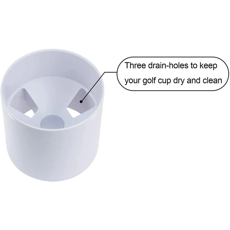 Drapeaux de putting green – détail de la coupelle blanche et de ses trous de drainage