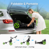 Chariot de golf manuel 3 roues – pliage dans le coffre d'une voiture