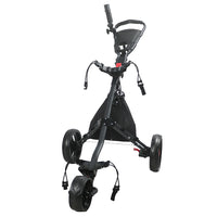 Chariot de golf manuel pliable 3 roues, porte-gobelet, tableau de score, noir, argent ou bleu