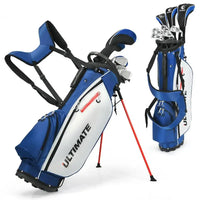 Set de golf complet homme débutant 9 clubs avec sac trépied bleu