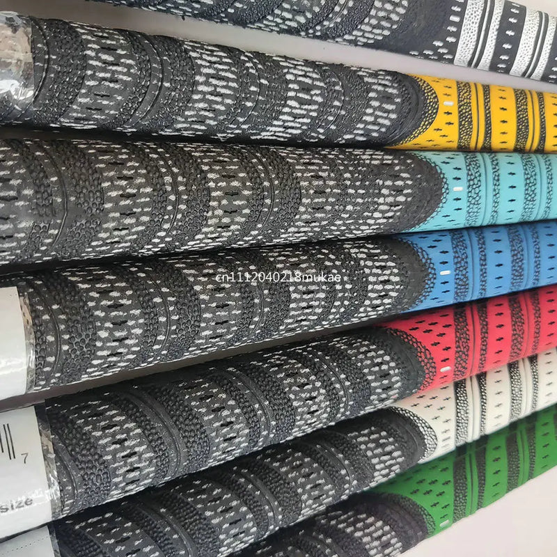 Grips de golf en fil de coton – grips jaunes, bleu ciel, bleus, rouges, blancs et verts en rangées