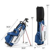 Set de golf complet gaucher – schéma des dimensions du sac trépied