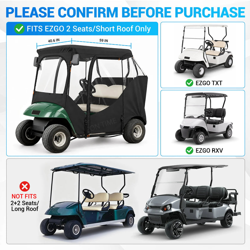 Housse de voiturette de golf – modèles EZGO TXT et RXV compatibles, voiturettes 2+2 exclues