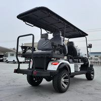 Voiturette de golf électrique blanche 4+2 – banquette arrière redressée en trois quarts arrière