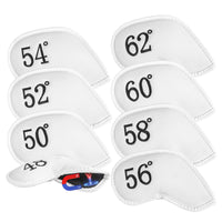 Couvre wedge golf magnétique – set blanc de 8 housses