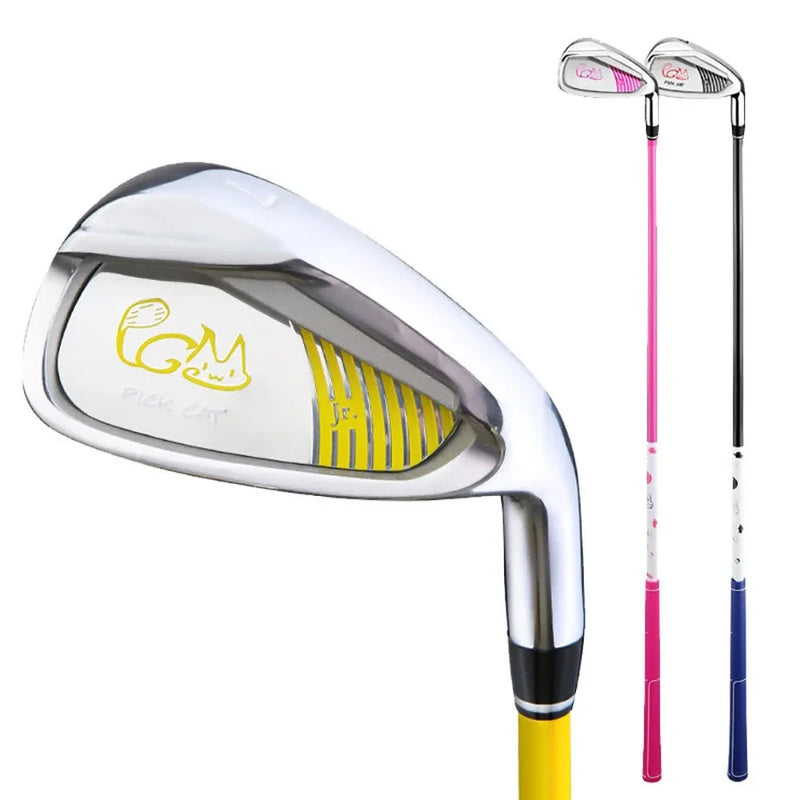 Club de golf enfant fer 7 – tête et manche jaunes, vue rapprochée