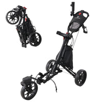 Chariot de golf pliable 3 roues cadre aluminium avec porte-gobelet