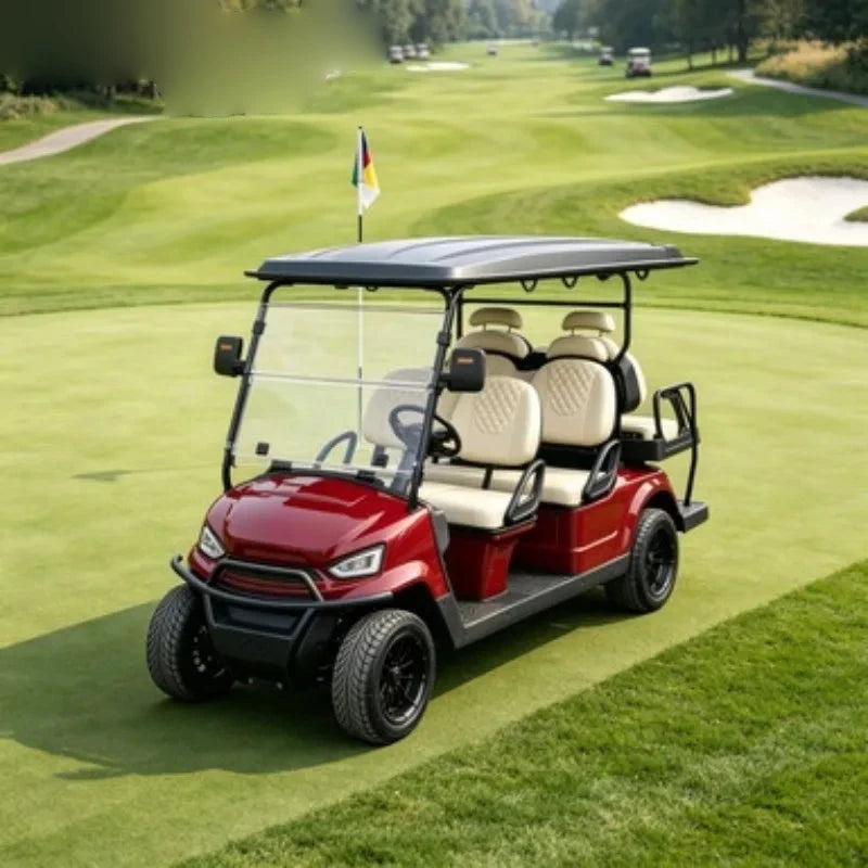 Voiturette de golf électrique 4 places classique avec chargeur et emplacement caddie