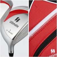 Set de golf complet femme – gros plan sur la tête du driver et le tissu du sac
