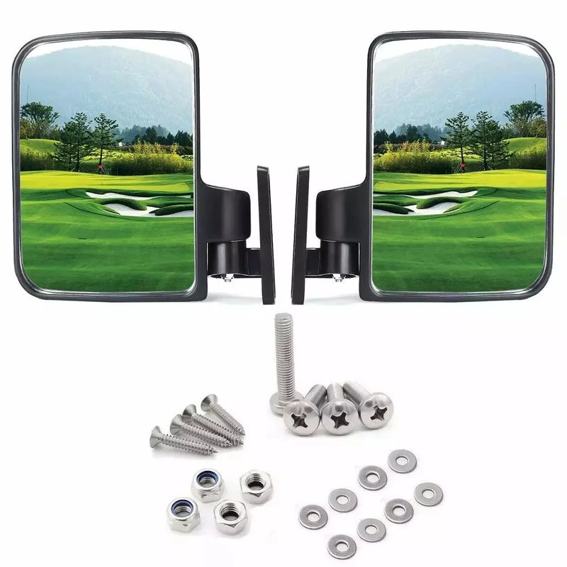 Rétroviseurs latéraux de voiturette de golf – paire de miroirs avec vis, écrous et rondelles en acier inoxydable