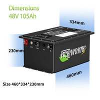 Batterie lithium voiturette de golf 48 V 105 Ah – dimensions 460 x 334 x 230 mm