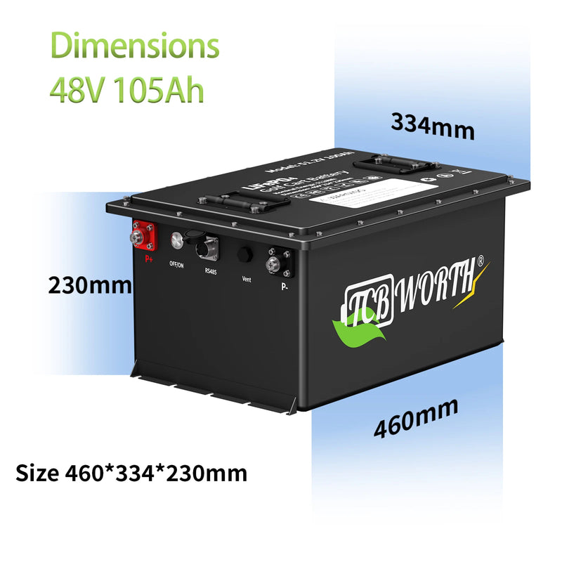Batterie lithium voiturette de golf 48 V 105 Ah – dimensions 460 x 334 x 230 mm
