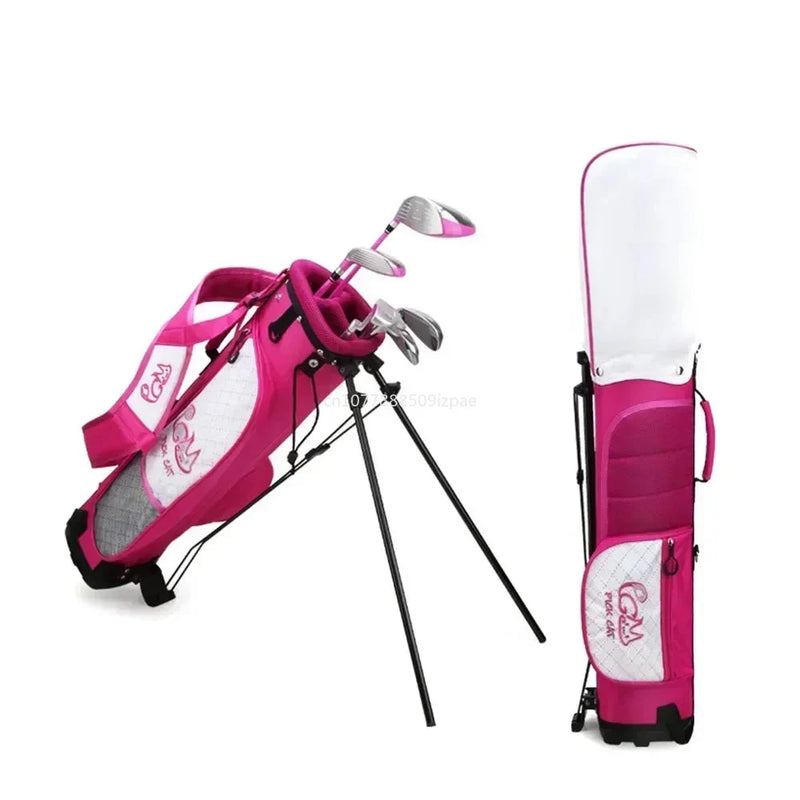 Set de golf enfant – sac trépied rose avec son capot