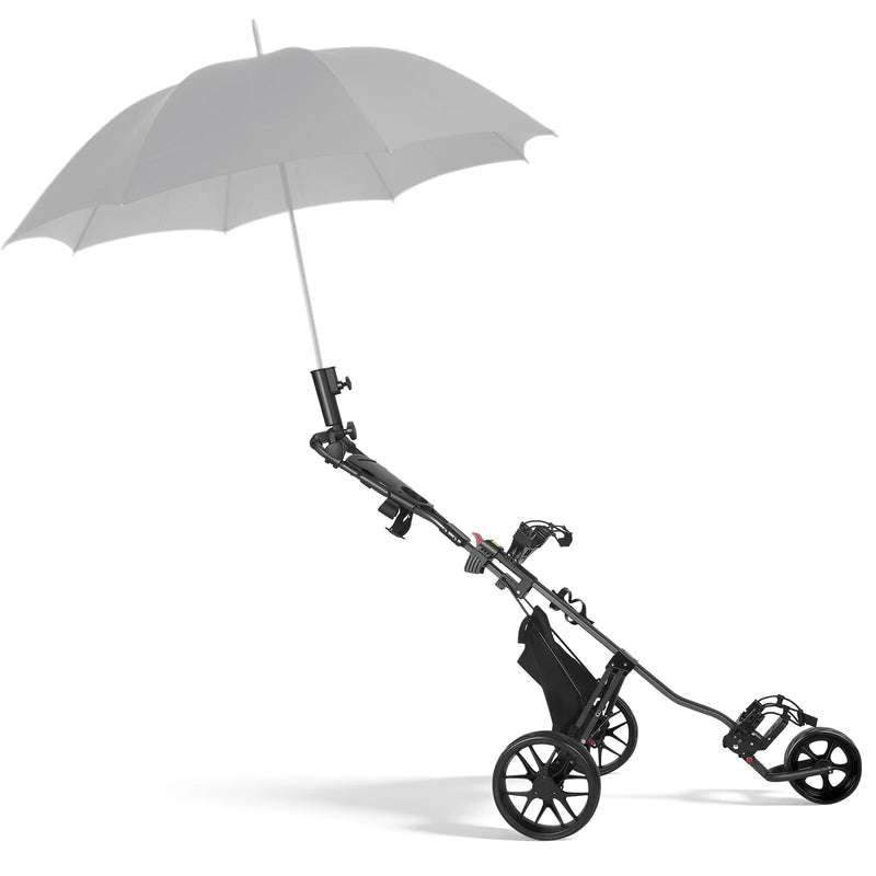 Chariot de golf manuel pliable – chariot déployé avec porte-parapluie