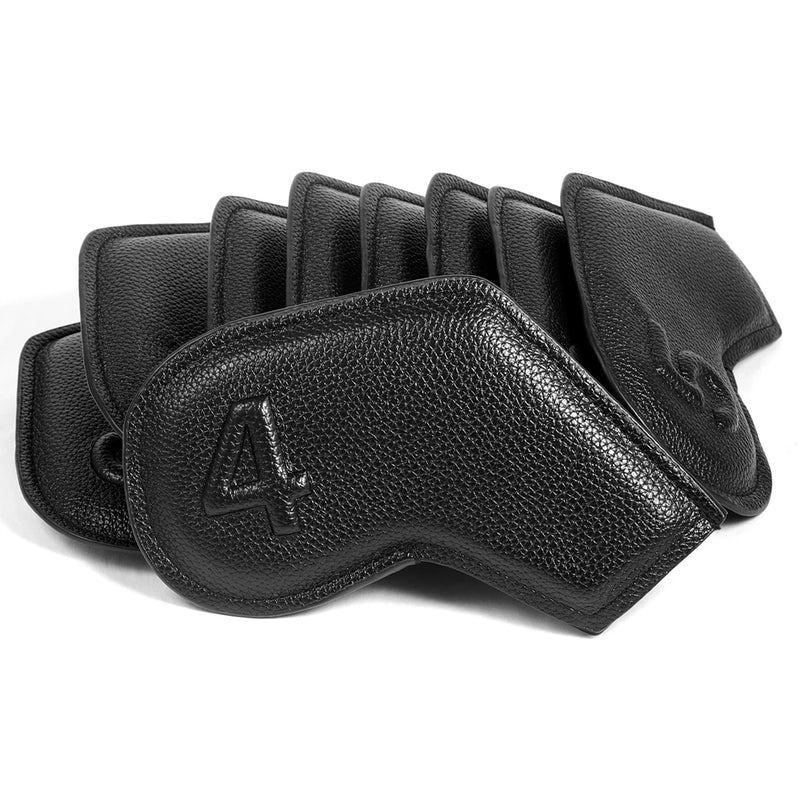 Couvre fer golf noir – pile des housses avec le numéro 4 gaufré