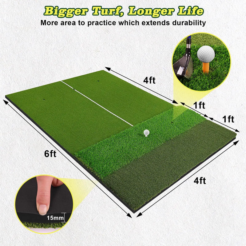 Tapis de practice golf 3 gazons – dimensions du tapis, 183 x 122 cm