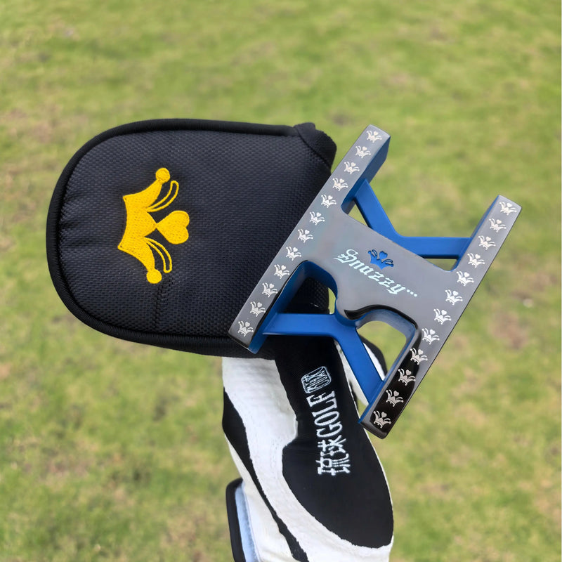 Putter maillet double face bleu et noir avec son couvre-putter