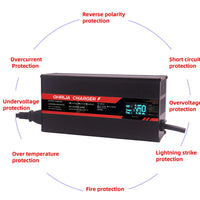 Chargeur plomb 48 V 15 A – schéma des protections : polarité, surintensité, court-circuit, surtension, surchauffe