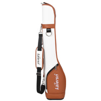 Sac de park golf compact – sac blanc et marron vu de face avec sa bandoulière