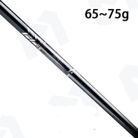 Shaft de driver graphite – vue d'un manche noir avec l'indication de poids de 65 à 75 g