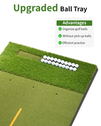 Tapis de practice golf double gazon – plateau à balles garni sur le côté du tapis