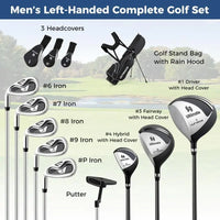 Set de golf complet gaucher – contenu du set : clubs, couvre-clubs et sac