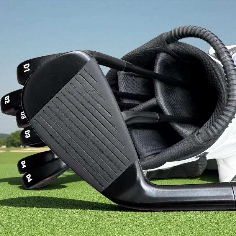 Fer de golf de départ forgé noir – face à rainures horizontales vue de face