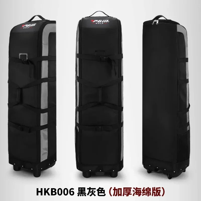 Housse de voyage golf pliable – version rembourrée noir et gris, trois vues