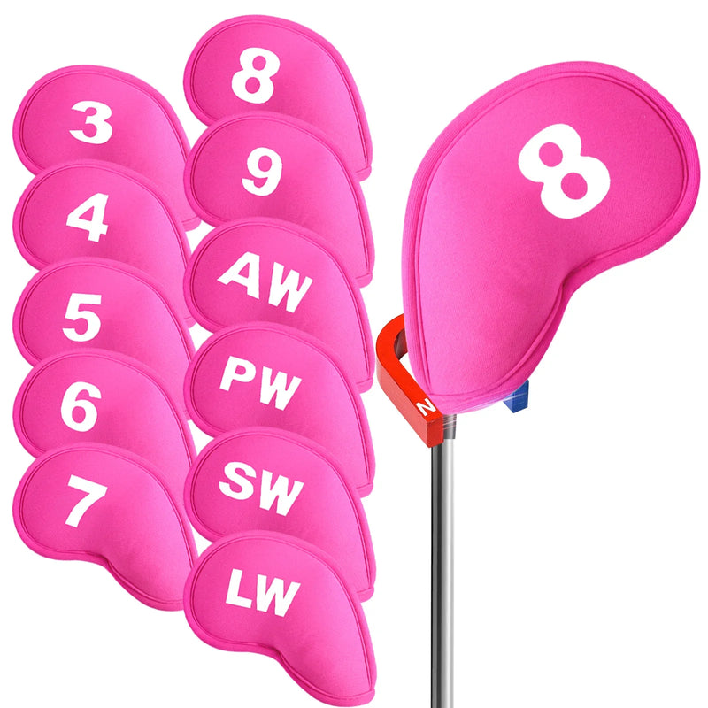 Couvre fer golf néoprène magnétique – set rose de 11 housses