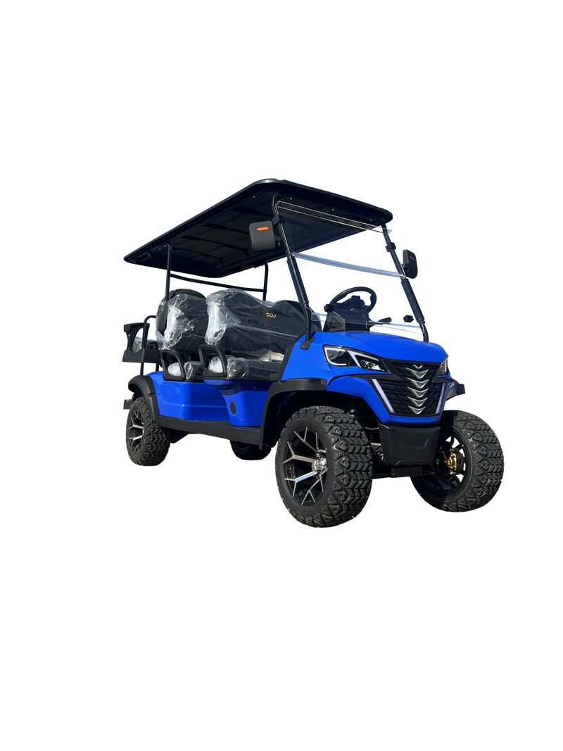 Voiturette de golf 4 places – version 6 places sur fond blanc
