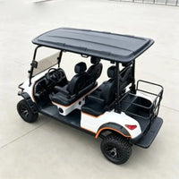Voiturette de golf électrique surélevée 4 places – vue de dessus avec sièges noirs et banquette arrière