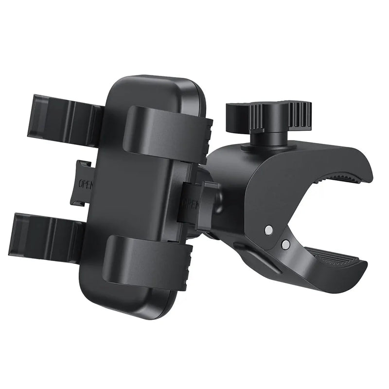 Support de téléphone pour voiturette de golf – vue d'ensemble du support noir