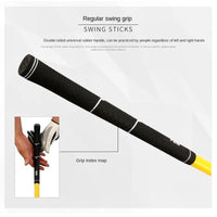 Bâton d'entraînement au swing golf – grip universel double face et repères de position des mains