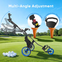 Chariot de golf pliable 3 roues – poignée réglable en plusieurs positions