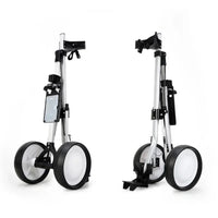 Chariot de golf manuel 2 roues – deux vues du châssis, de face et de dos