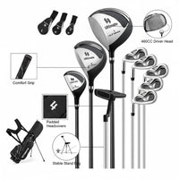 Set de golf complet gaucher – tête de driver de 460 cm³, couvre-clubs rembourrés et sac