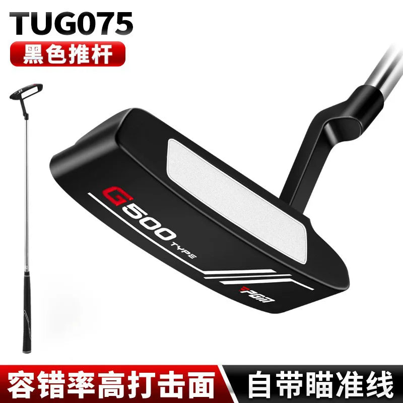 Putter lame noir – putter complet vu en perspective avec son manche et son grip noir