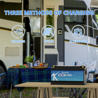 Batterie lithium LiFePO4 12 V à 48 V – batterie 12 V et trois modes de charge : chargeur, panneau solaire et alternateur