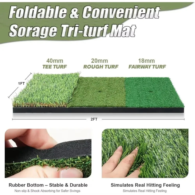 Filet de golf jardin – tapis tri-zone pliable à base antidérapante
