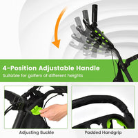 Chariot de golf 3 roues pliable – poignée réglable sur 4 positions avec boucle d'ajustement