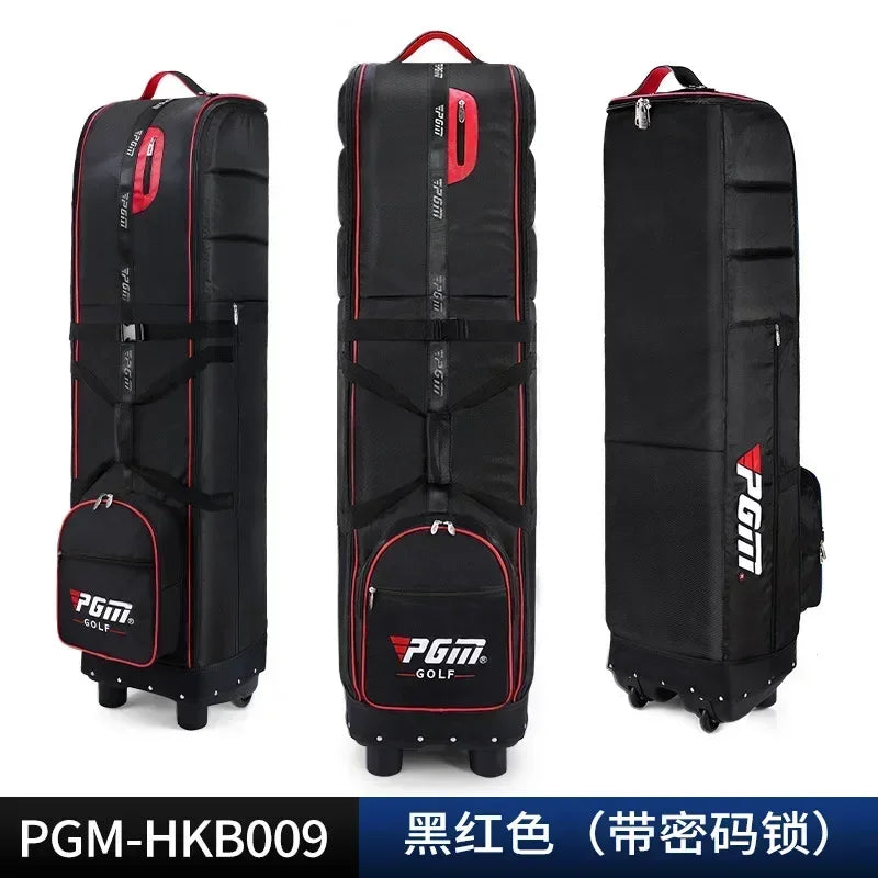 Housse de voyage golf à roulettes – coloris noir et rouge, trois vues