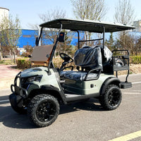 Voiturette de golf électrique – version 4 places gris-vert, pneus tout-terrain